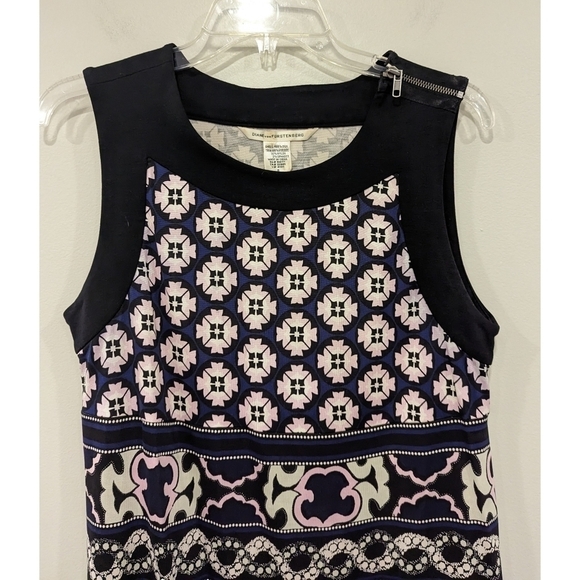 Diane Von Furstenberg Silk Geo Print Sleeveless Dress Size 8 - Picture 5 of 5